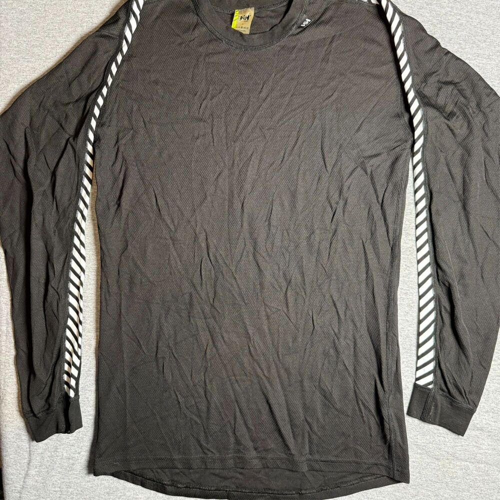Helly Hansen Shirt Men Active Crew Base Layer Long Sleeve Large Black